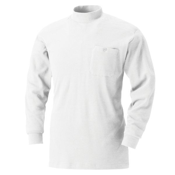 205刺子ハイネックシャツ-ホワイト