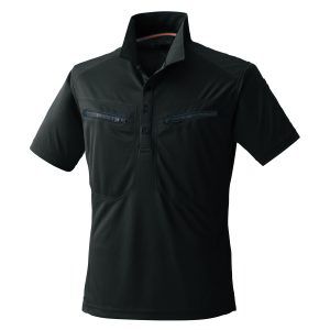 290ミニ襟半袖ポロシャツ-ブラック