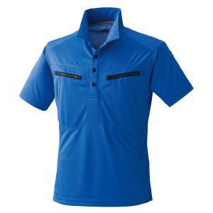 290ミニ襟半袖ポロシャツ-ブルー