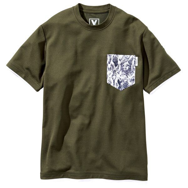 515レイヤード風半袖Tシャツ(裏綿)-カーキ