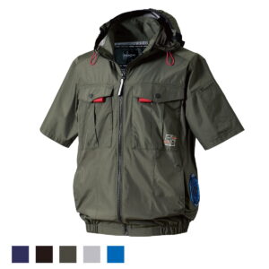 V1217サイドファン半袖フードジャケット